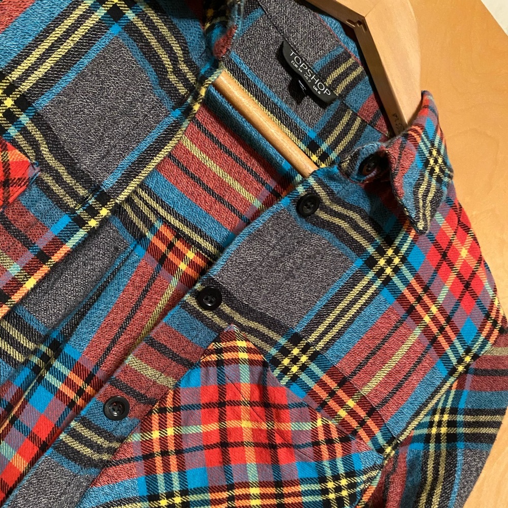 Topshop Button Down Plaid Crop - image 4